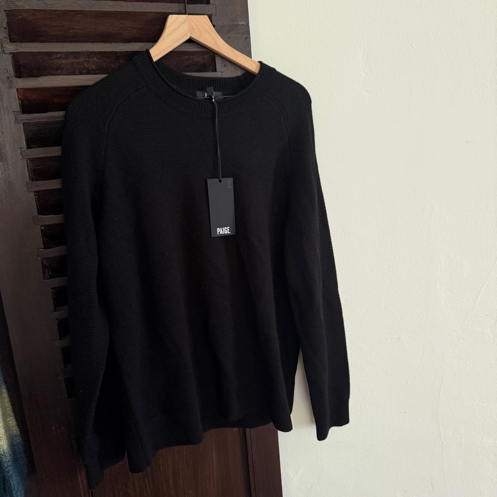 PAIGE Men's Black Textured Crewneck Sweater